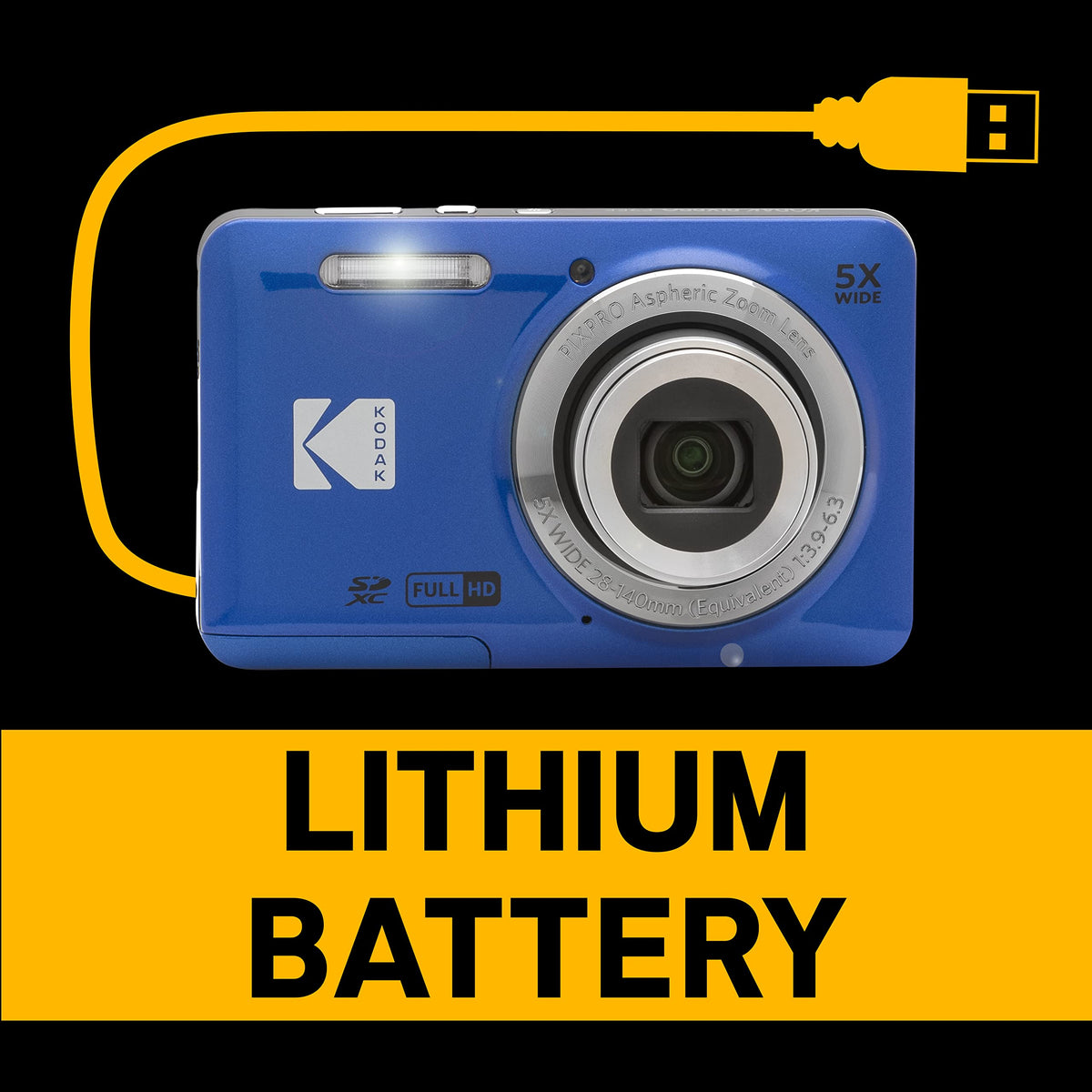 KODAK PIXPRO FZ55 Digital Camera, Blue, Black Card Reader Bundle — image 6