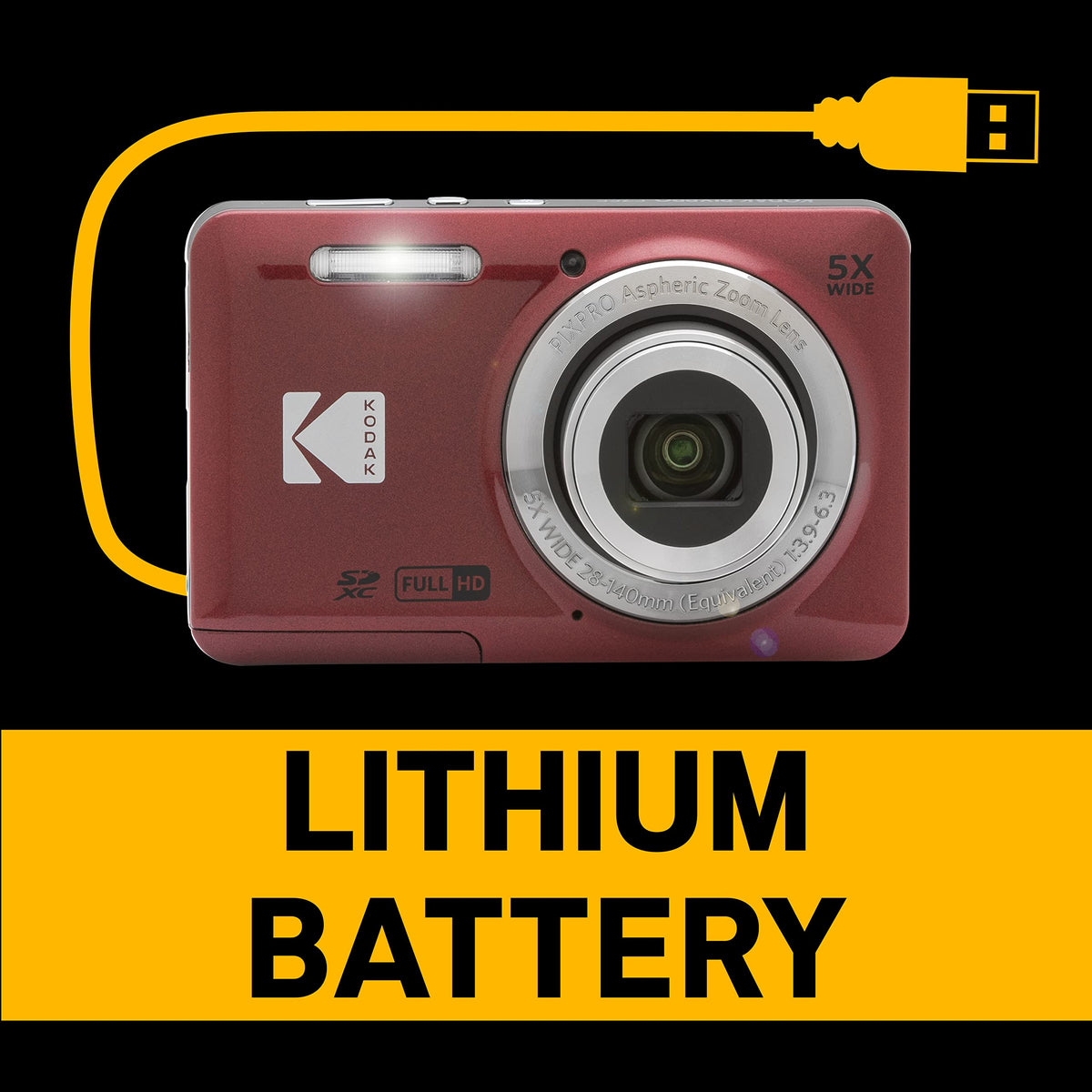 KODAK PIXPRO FZ55 Digital Camera, Red, Dark Gray Card Reader Bundle — image 6