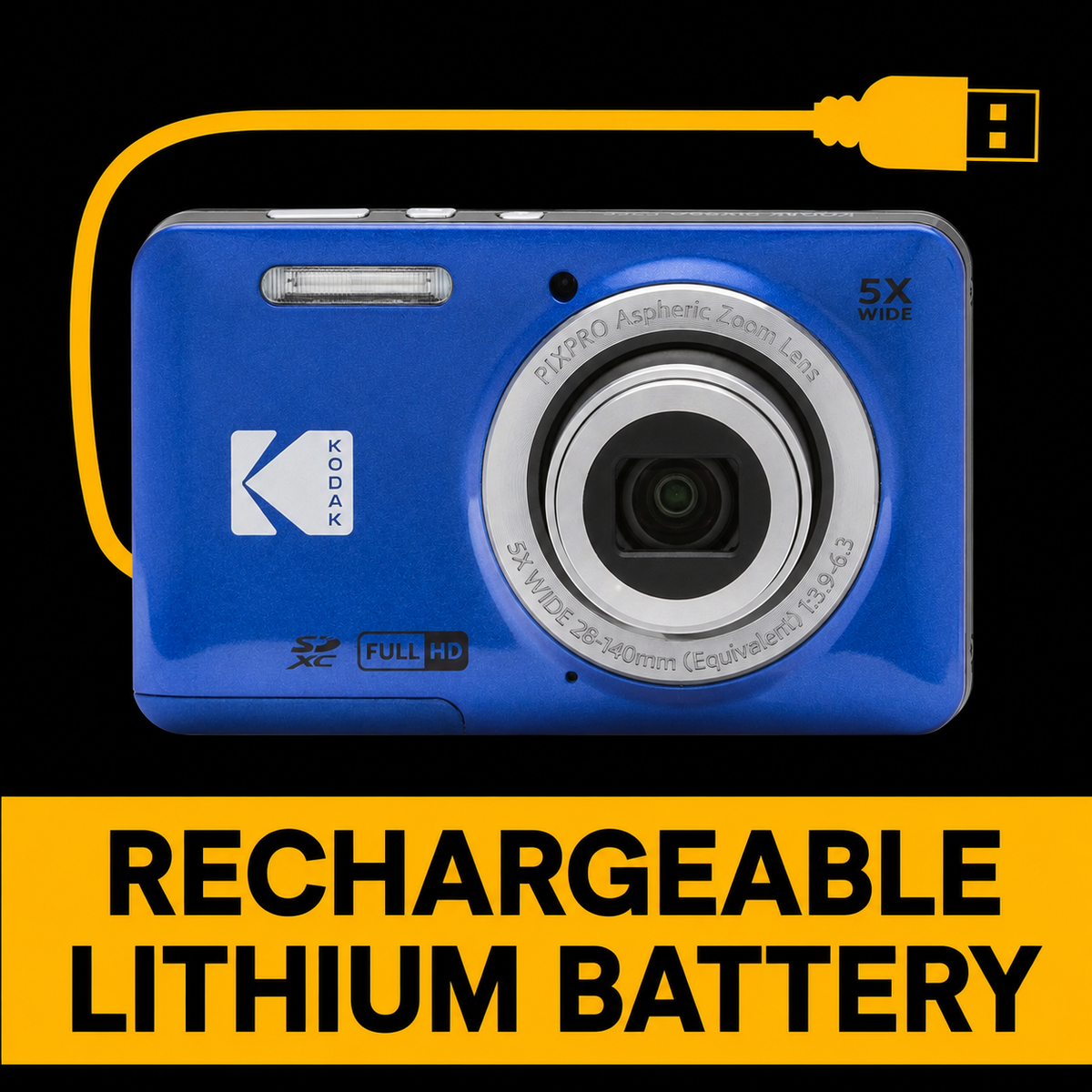 KODAK PIXPRO FZ55 Digital Camera, Blue, Lilac Strap Carry Case, 64GB SD Card, Silver Card Reader Bundle - image 6