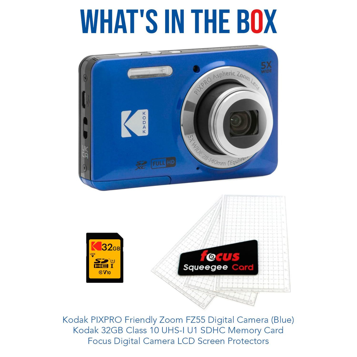 KODAK PIXPRO FZ55 Digital Camera, Blue, 32GB SD Card, Cleaning Card Bundle — image 7