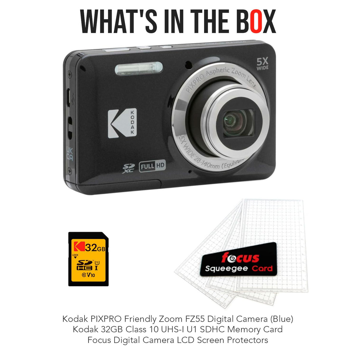 KODAK PIXPRO FZ55 Digital Camera, Black, 32GB SD Card, Cleaning Card Bundle — image 7
