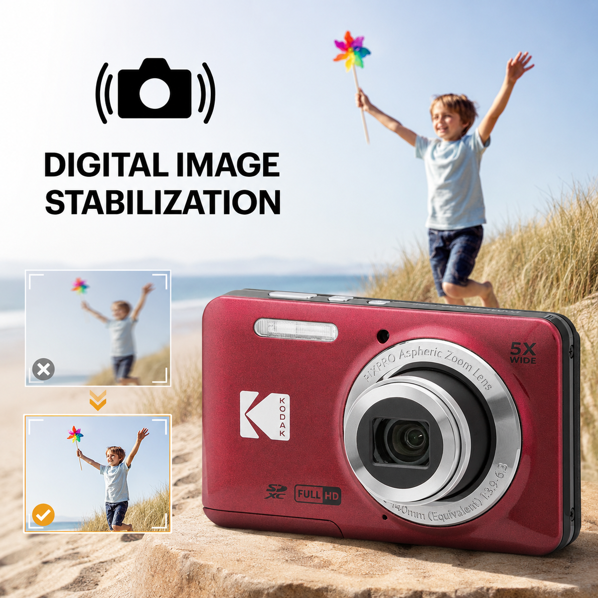 KODAK PIXPRO FZ55 Digital Camera, Red, Camera Charm 312 Bundle - image 8