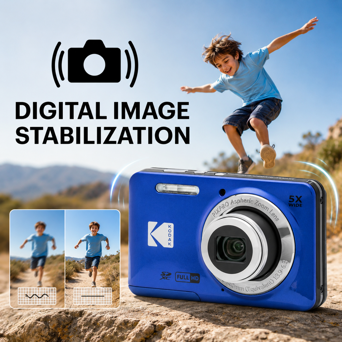 KODAK PIXPRO FZ55 Digital Camera, Blue, Lilac Strap Carry Case Bundle - image 8