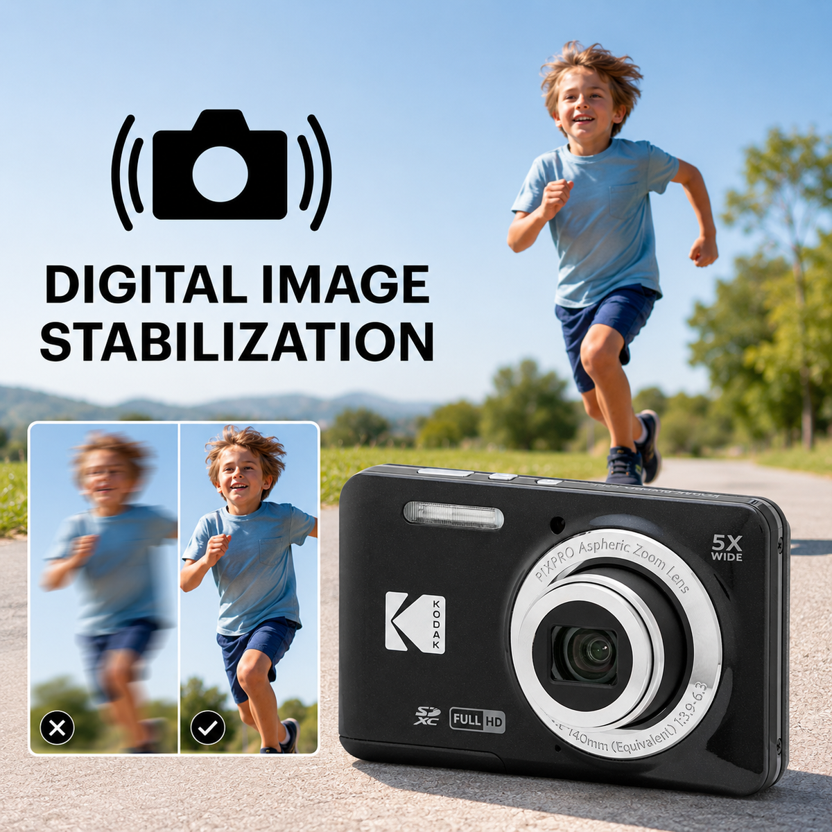 KODAK PIXPRO FZ55 Digital Camera, Black, Camera Charm 313 Bundle - image 8
