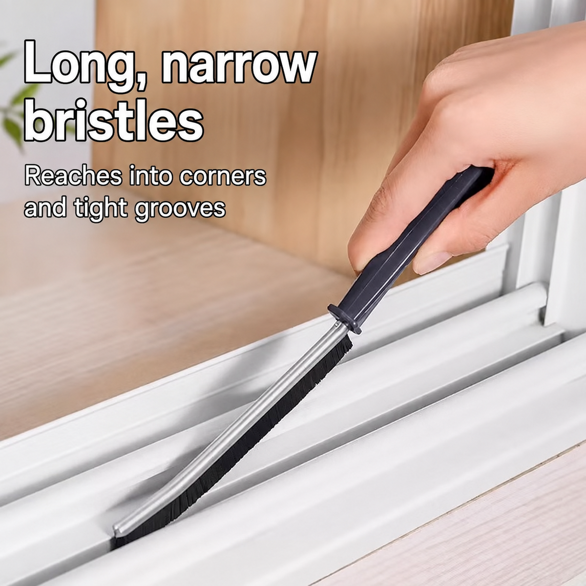 JUQI narrow gap brush cleaning a window track